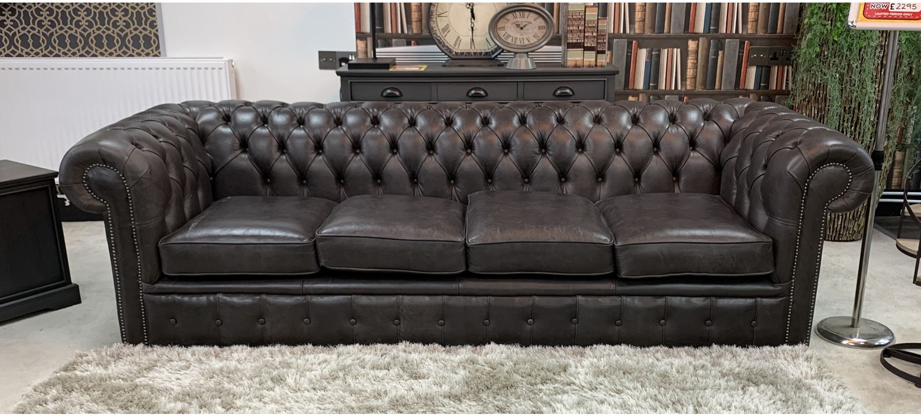 Studded on sale leather armchair