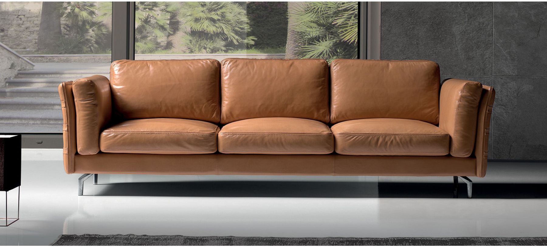 Leather sofa with metal best sale legs