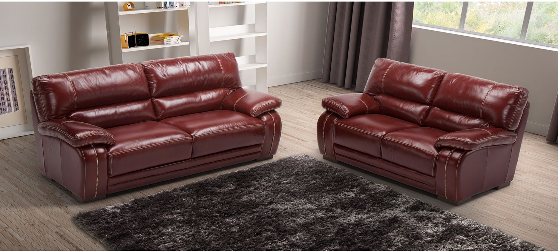 Oxblood store leather couch