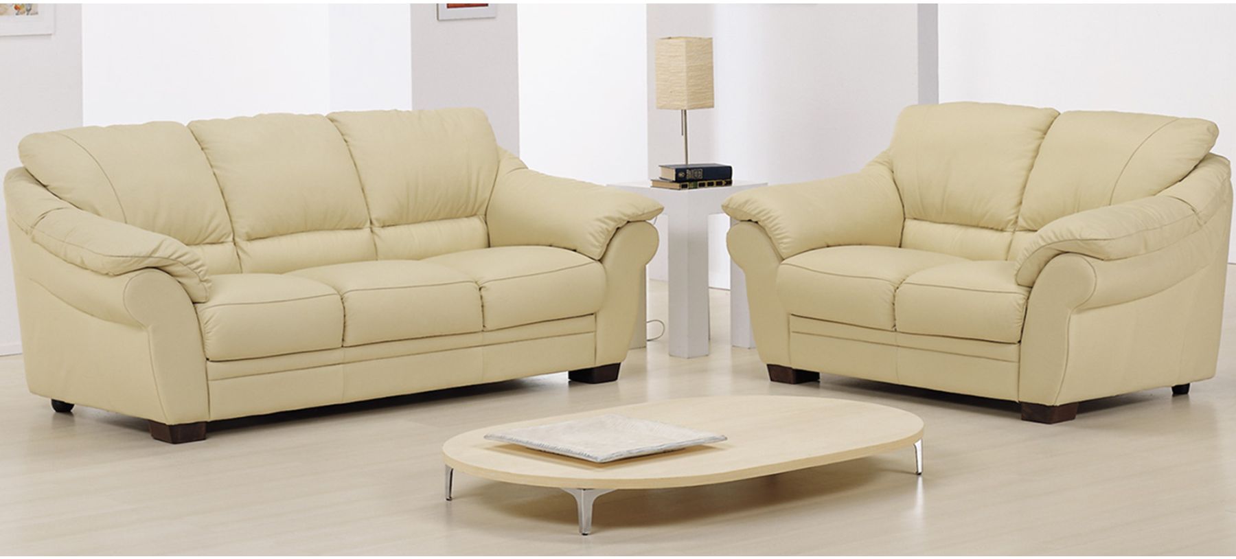 Cream leather sofa hot sale set