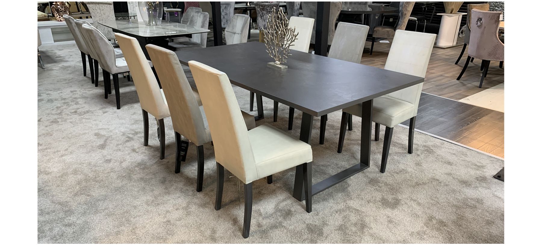 Concrete dining top room table set