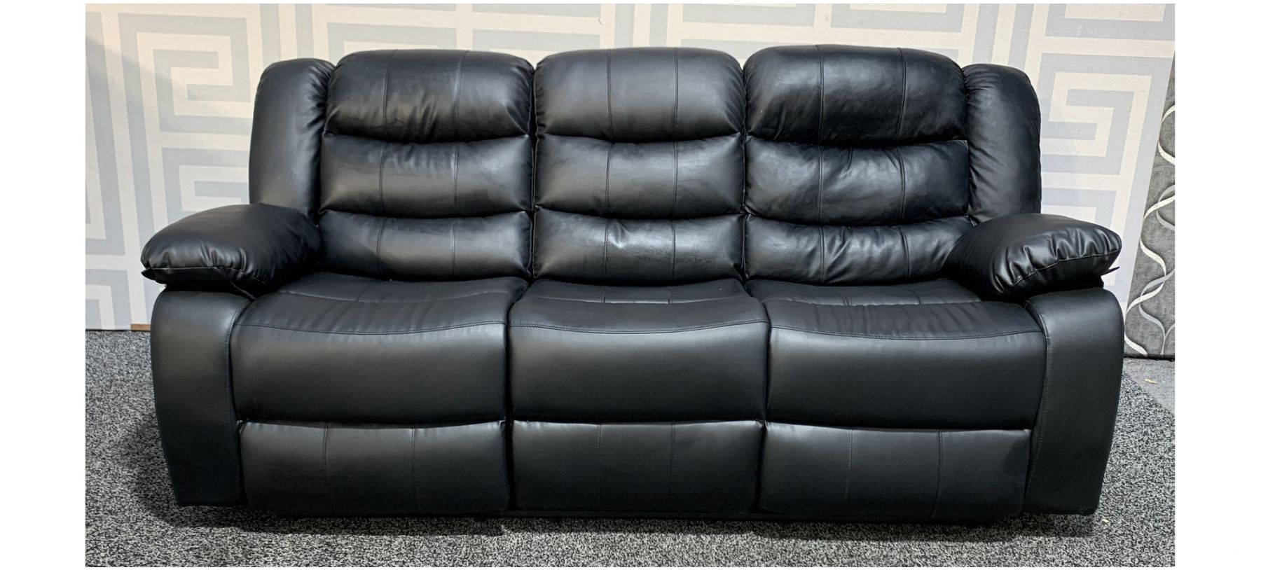 Roma Black Bonded Leather Large Sofa, Roma Leather Reclining Sofa Reviews Best Quality