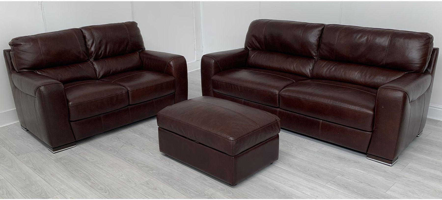 Lucca Burgundy Leather 4 2 Storage Footstool Sisi Italia Semi