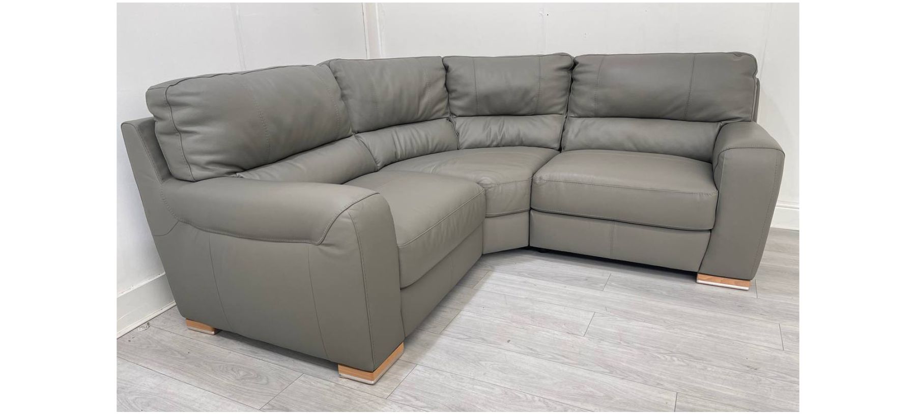 Lucca Grey 1c1 Leather Corner Sofa Sisi