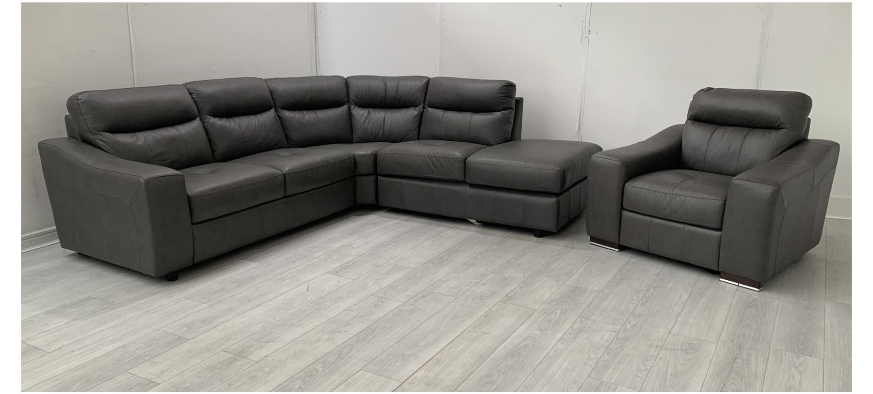 Cheap grey sale leather corner sofas