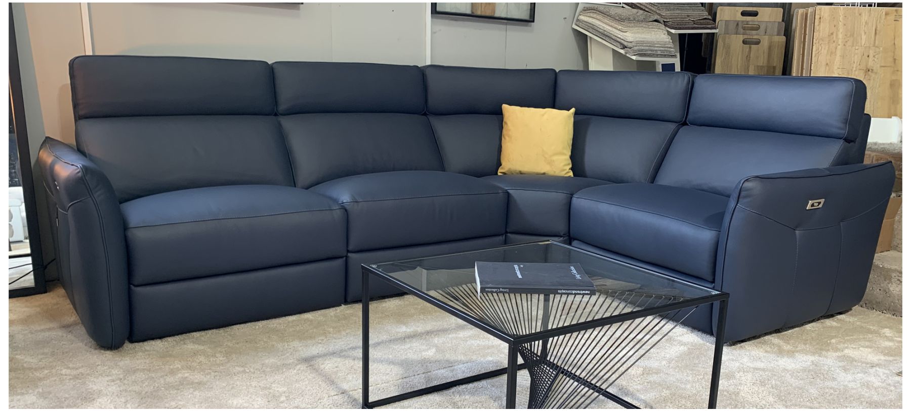 Navy leather suite hot sale