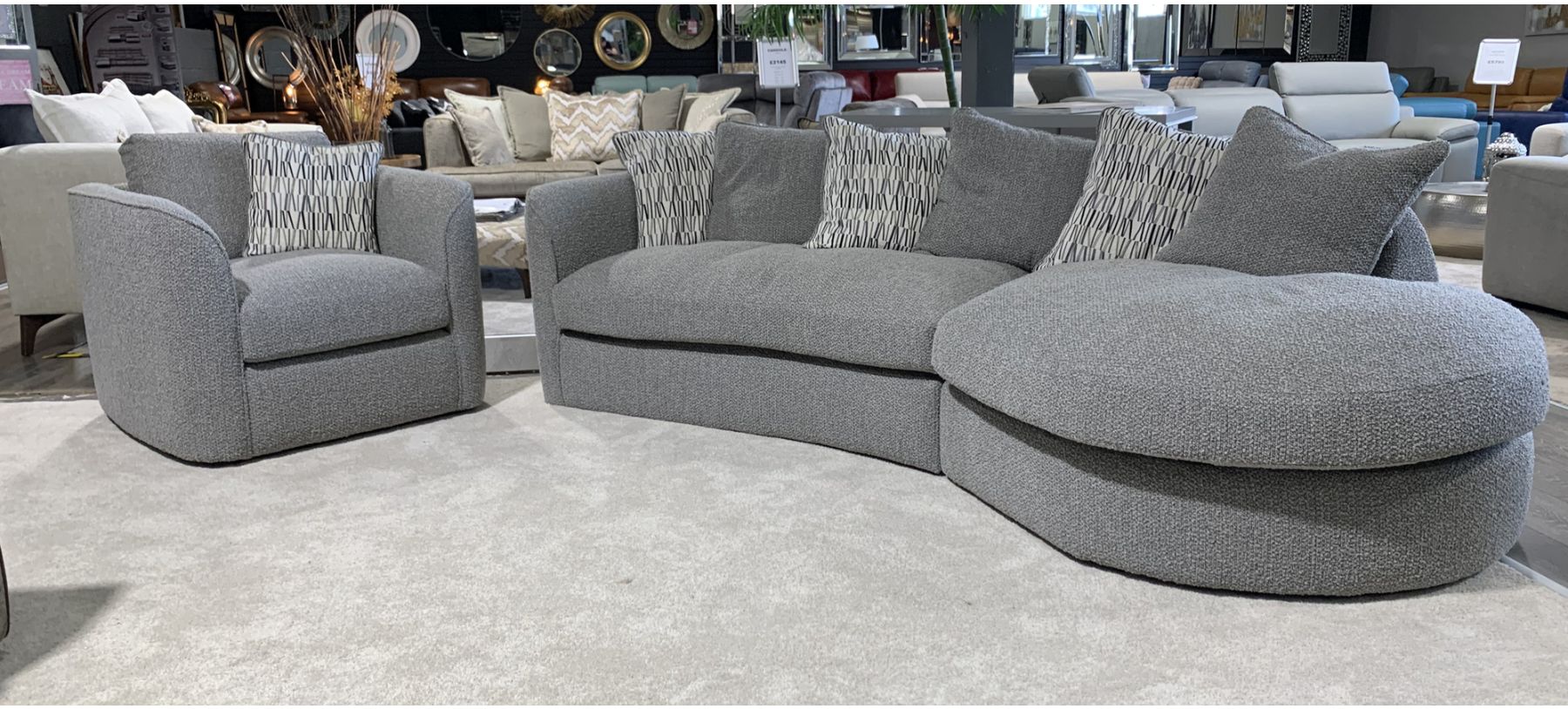 Corner sofa with matching top swivel chair