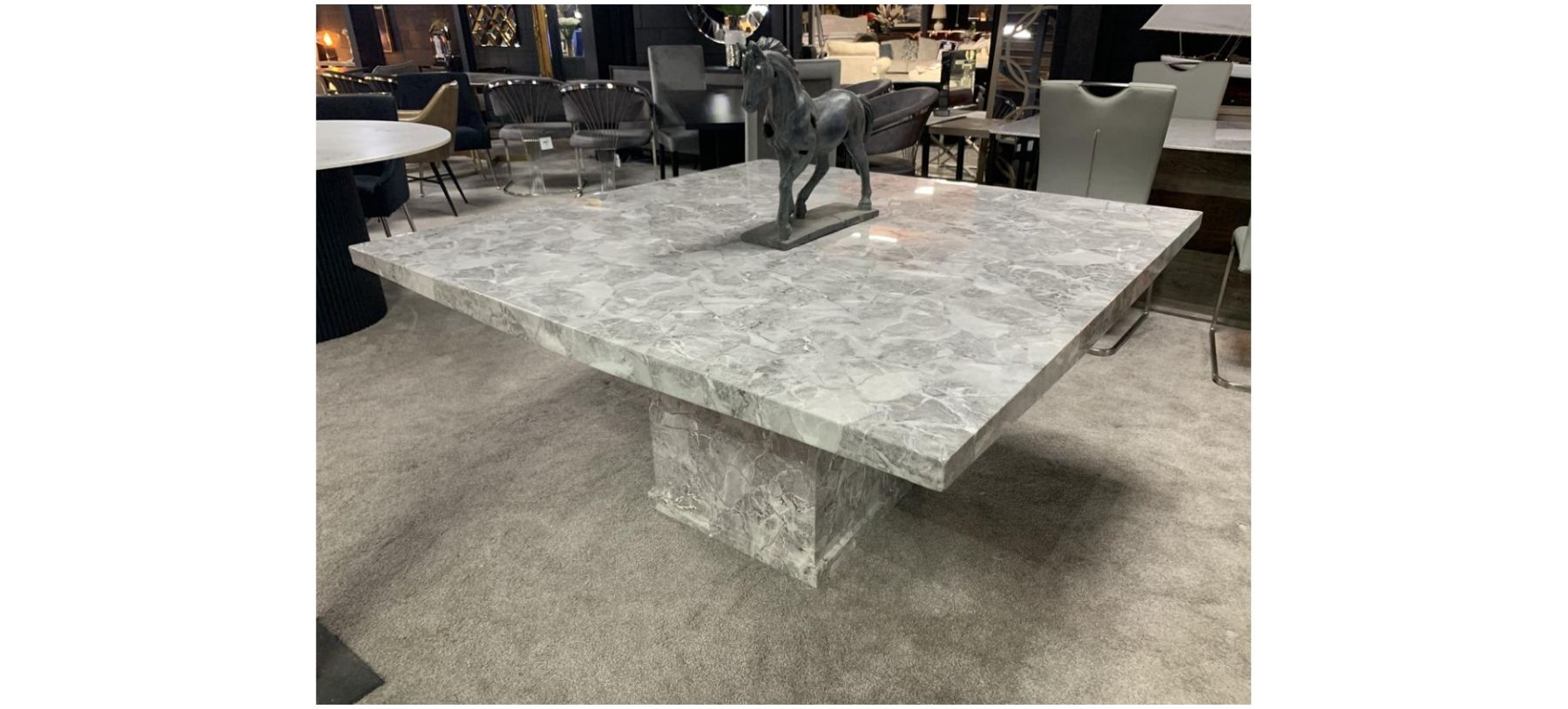 Square dining store table marble