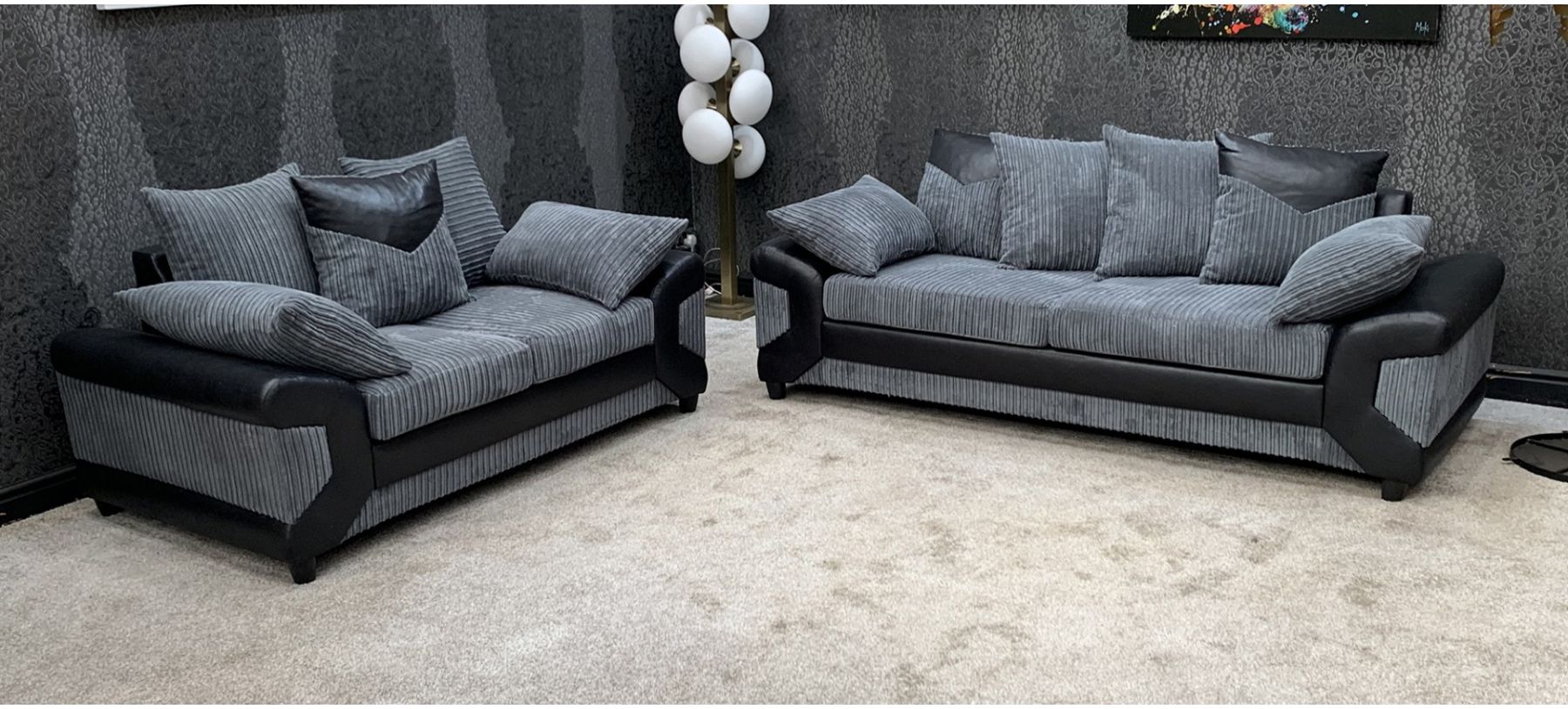 Black and grey fabric best sale sofa