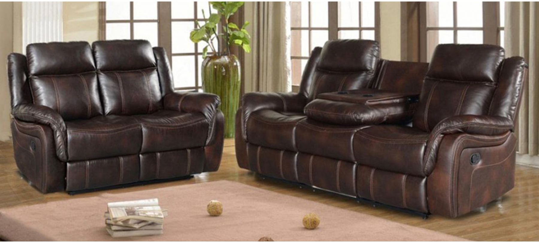 2 Seater Manual Recliner Sofa Set With