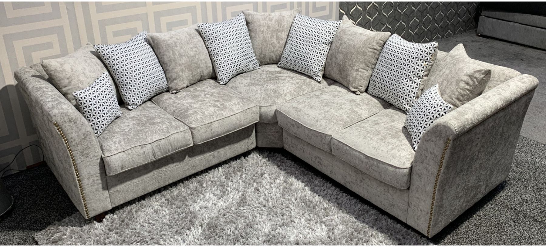 Light grey store corner sofa