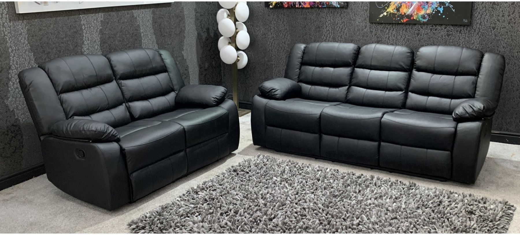 Roman Black Recliners Leather Sofa Set, Roma Leather Recliner Sofa Reviews