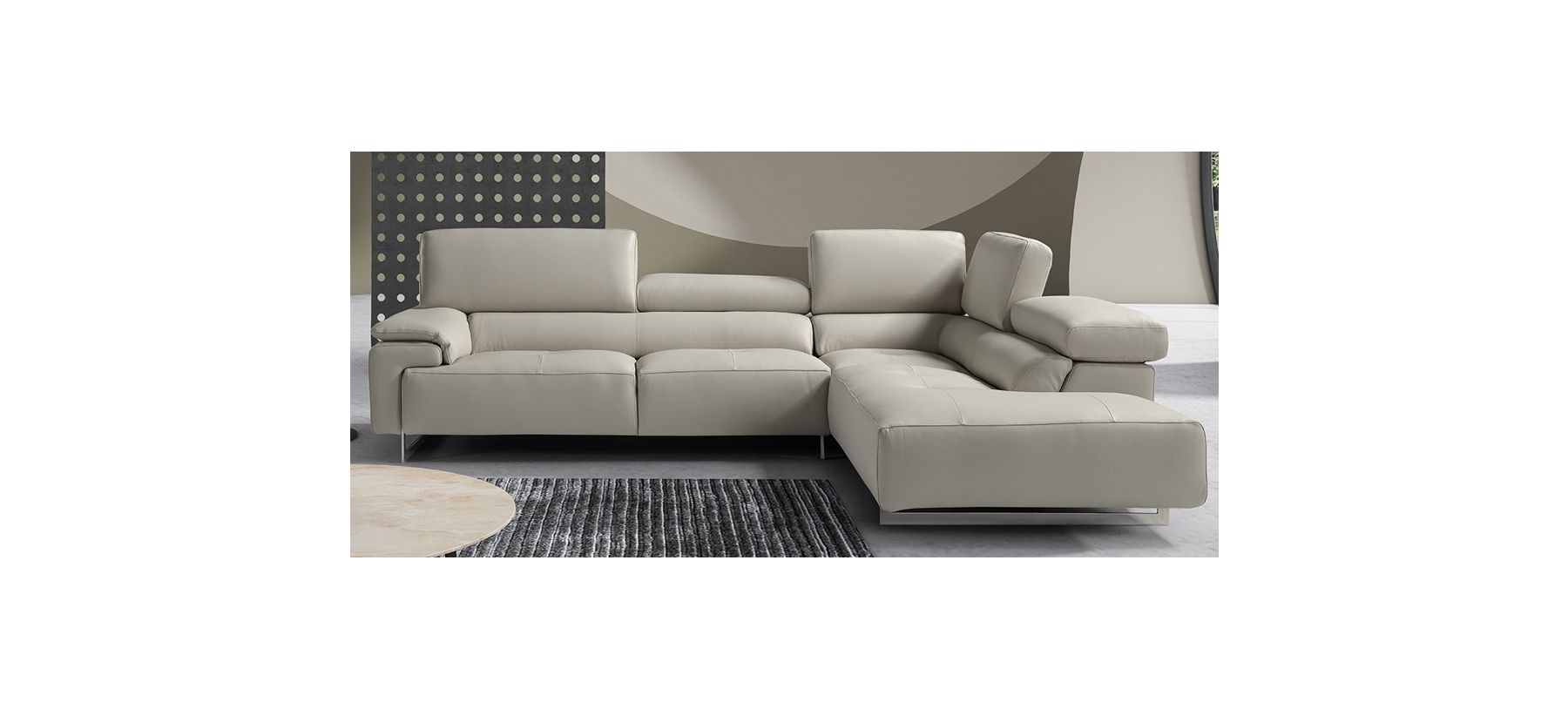 Wish Light Grey Newtrend Italian Semi Aniline Leather Corner Sofa With Adjustable Headrests RHF Other colours available Available for delivery in 8