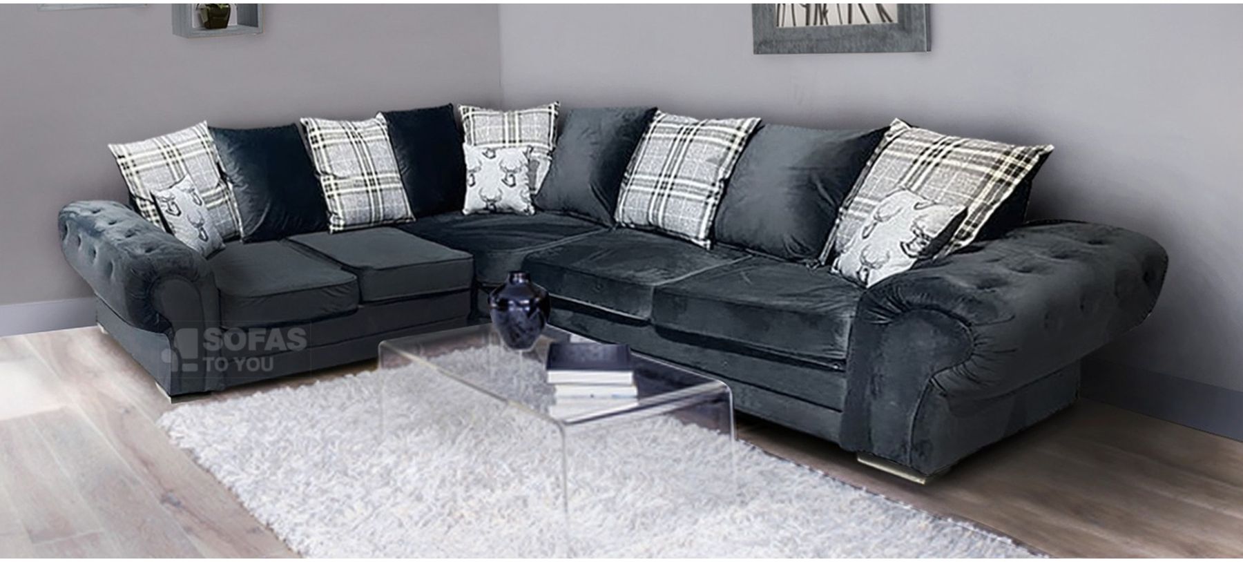 Small velvet corner sofa sale